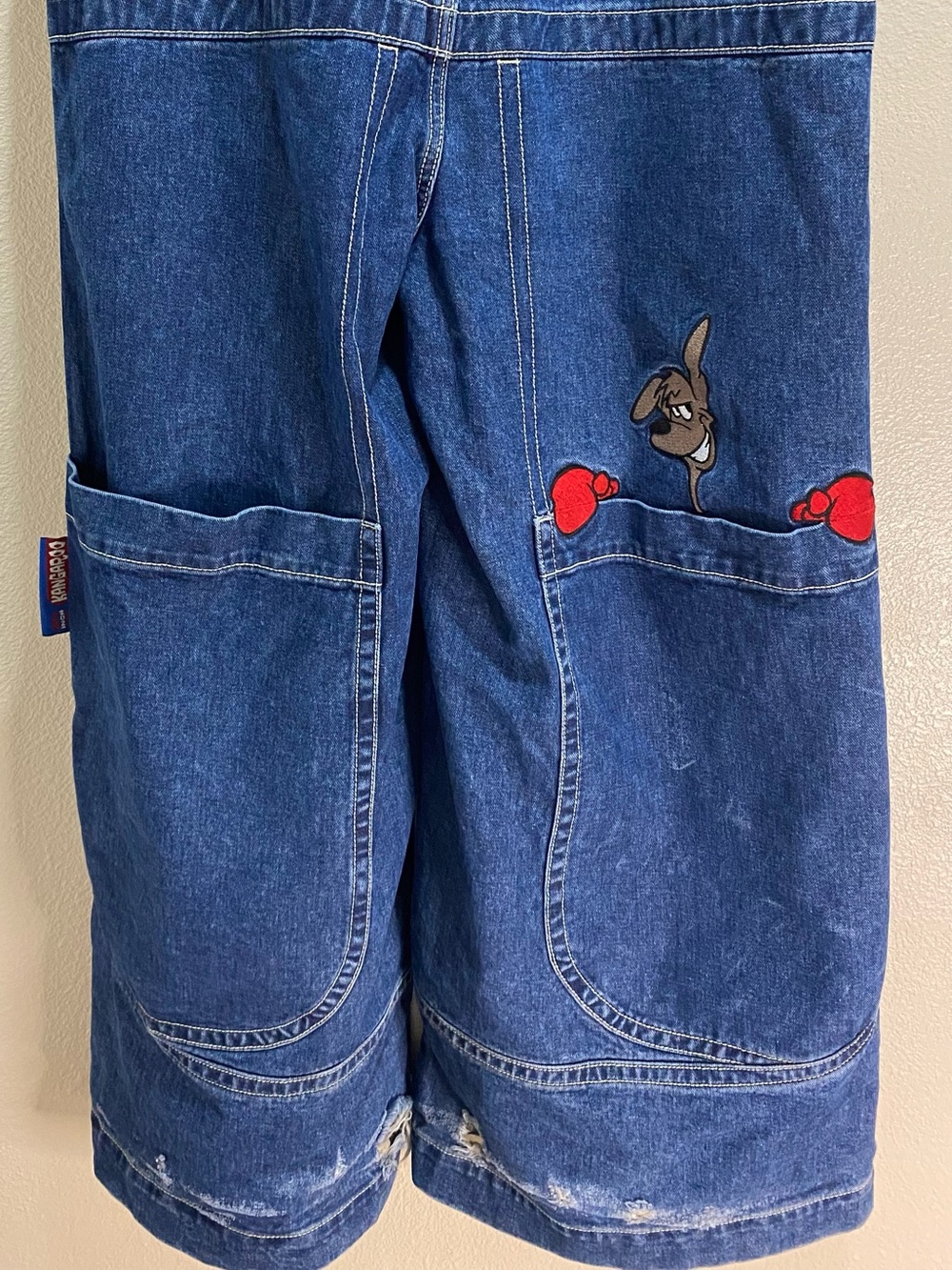 L Jnco 1990s Vintage Denim jeans pants with Red Patch Details 40 W 32